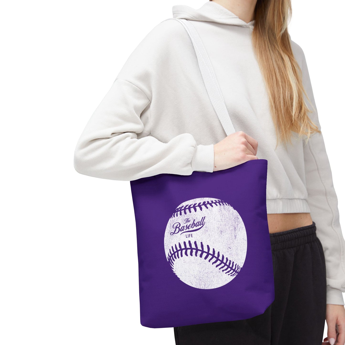 Weathered Baseball Tote Bag_Purple