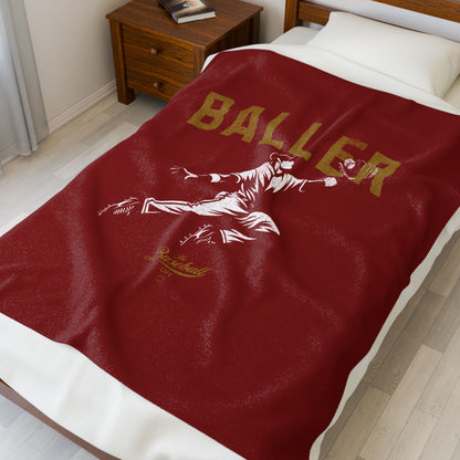 Velveteen Plush Blanket_Baller_Maroon