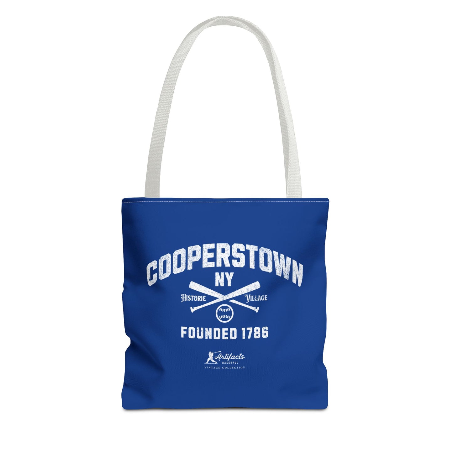 Cooperstown, NY Tote Bag_Royal Blue w White Print
