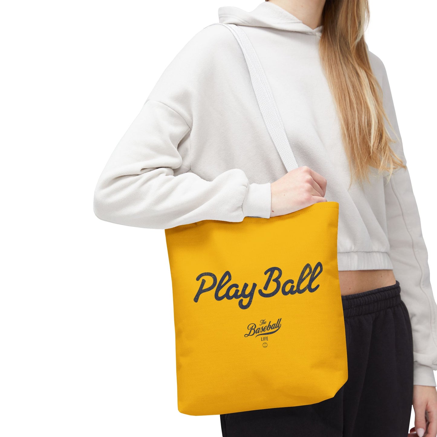 Play Ball Tote Bag_Yellow Gold with Navy Print