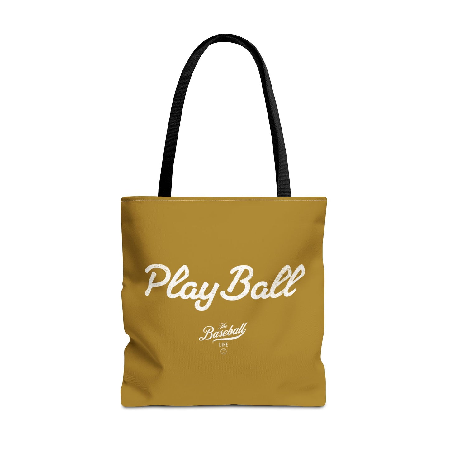 Play Ball Tote Bag_Old Gold with White Print