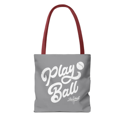 Play Ball Script Tote Bag_Medium Gray