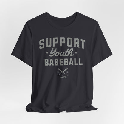 Support Youth Baseball_Silver Gray Print T-Shirt