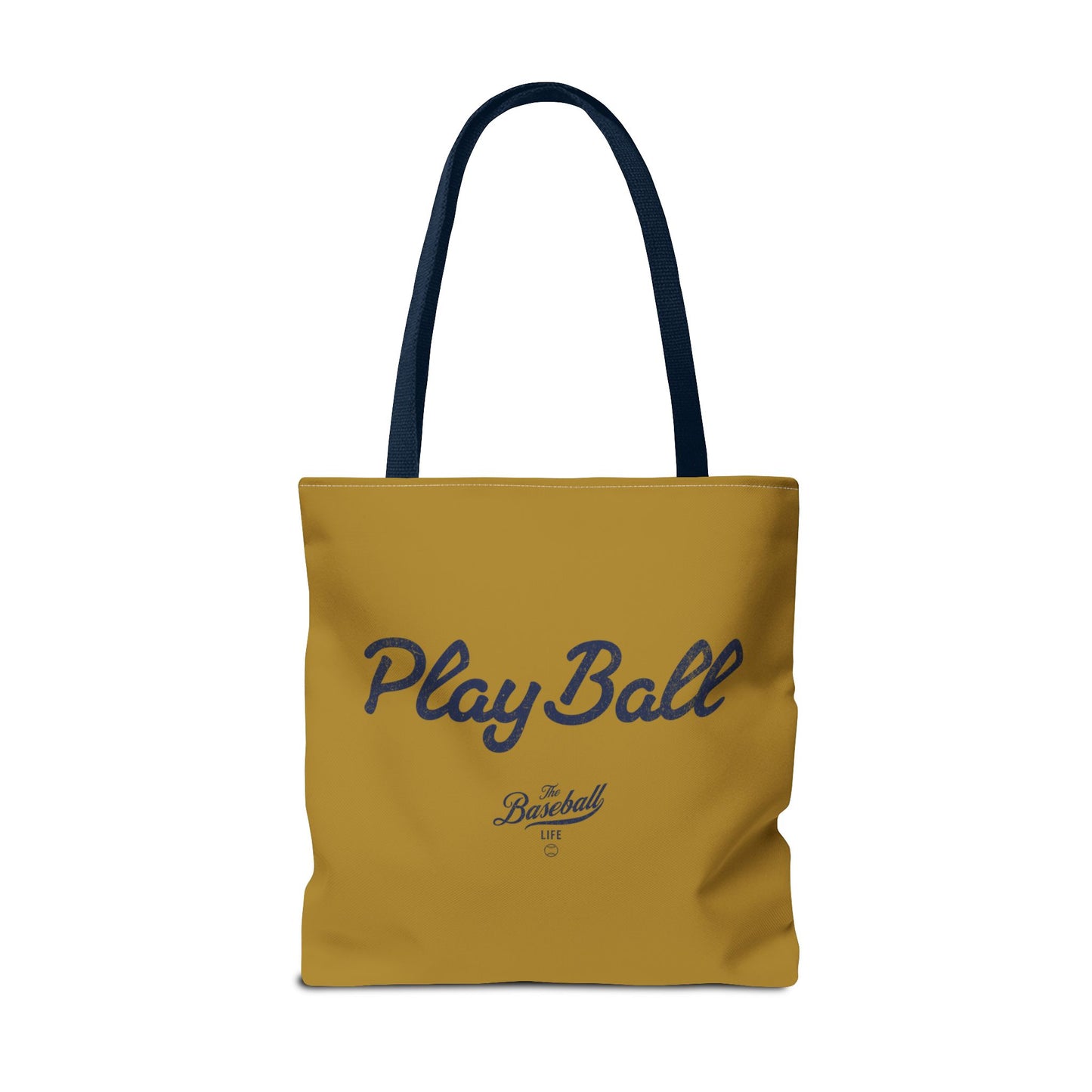 Play Ball Tote Bag_Old Gold with Navy Print