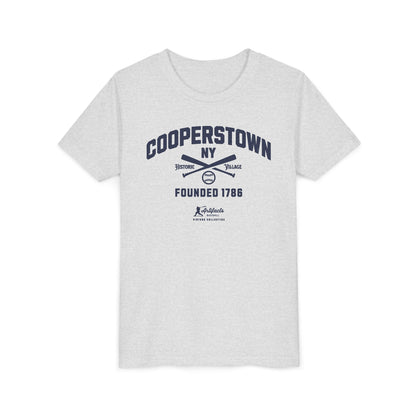 Youth Cooperstown NY Navy Print_Artifacts Baseball Collection T-Shirt