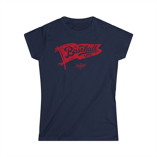 Women's Vintage Baseball Pennant T-Shirt - Red Print
