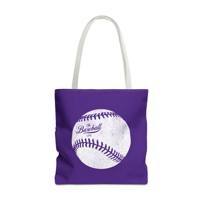 Weathered Baseball Tote Bag_Purple