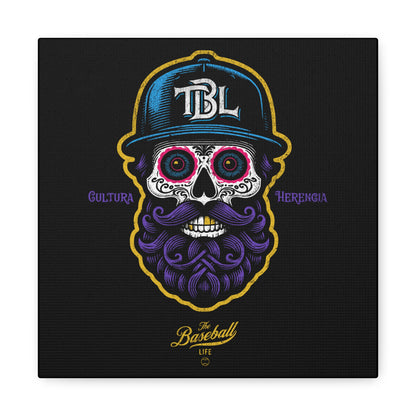 Beisbol Sugar Skull Series_Player 2  Wall Art Canvas_Black