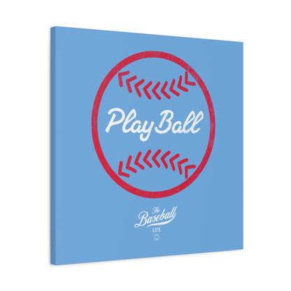 Play Ball Graphic Baseball Wall Art Canvas_Carolina Blue