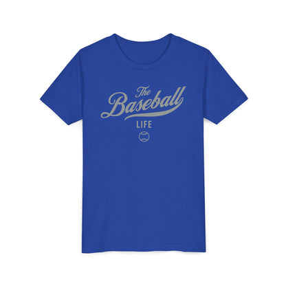 Youth The Baseball Life Classic Script T-Shirt_Silver Gray Print