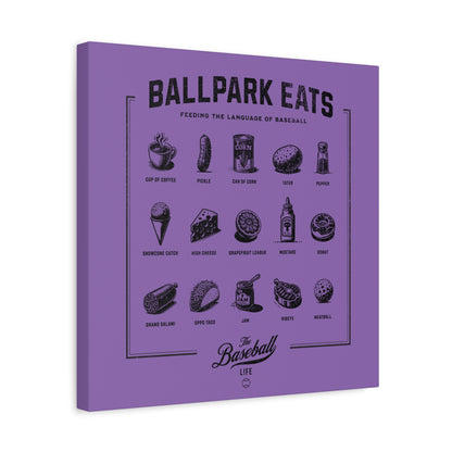 Ballpark Eats_Feeding the Language of Baseball Wall Art Canvas_Light Purple
