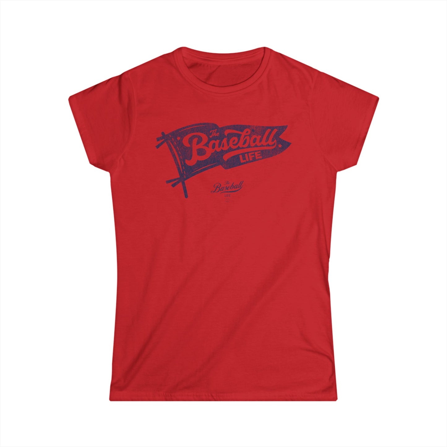 Women's Vintage Baseball Pennant T-Shirt - Navy Print