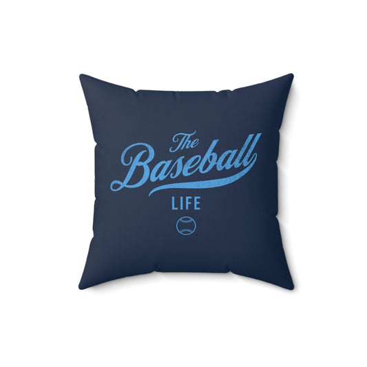 The Baseball Life Accent Pillow_Navy w Carolina Blue Print