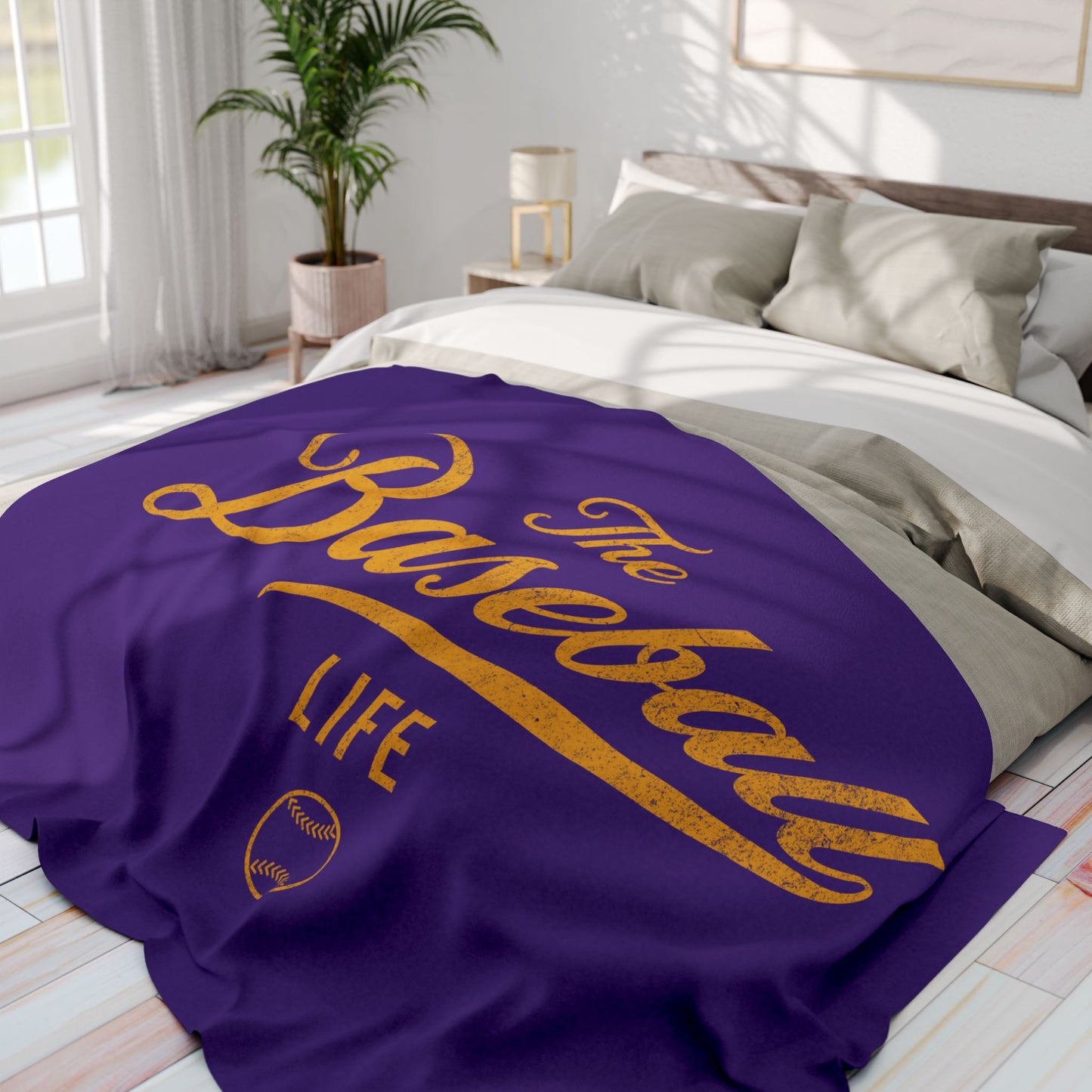 Fleece Blanket_Purple w Yellow Gold Print