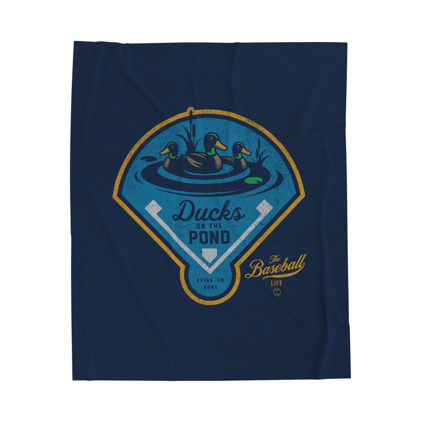 Velveteen Plush Blanket_Ducks on the Pond_Navy
