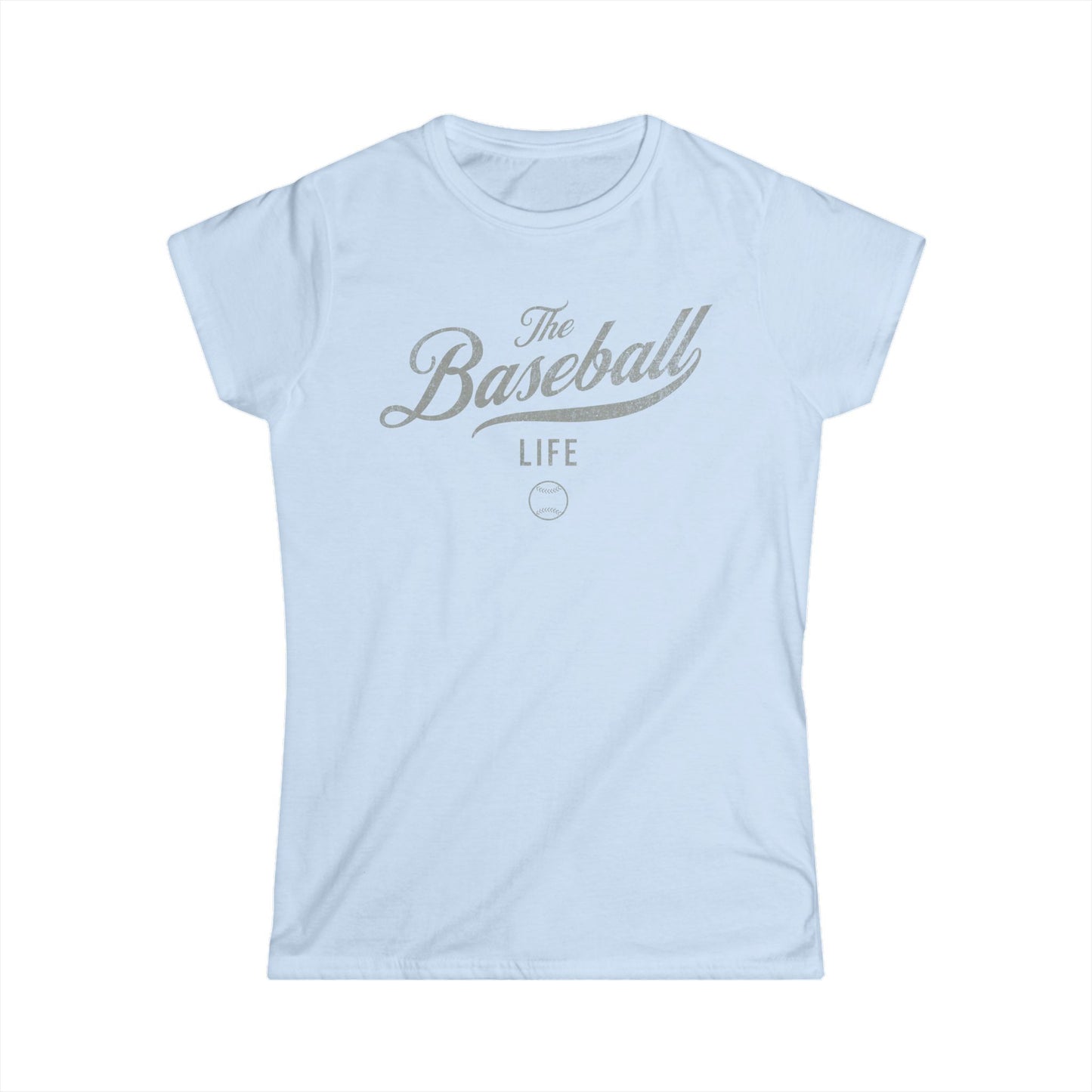 The Baseball Life Classic Script Tee_Women's_Silver Gray Print