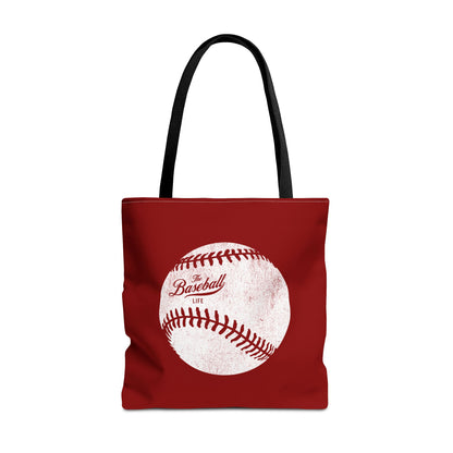 Weathered Baseball Tote Bag_Maroon