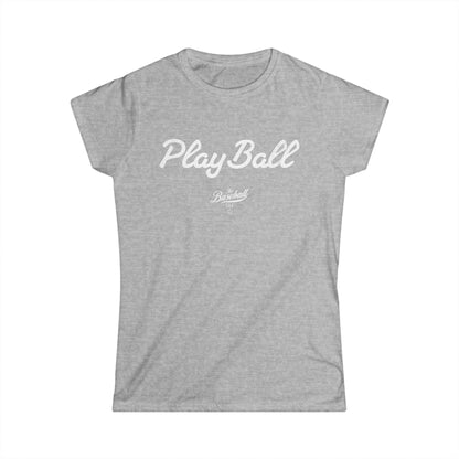 Women's Play Ball Baseball T-Shirt - White Print