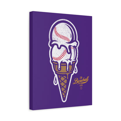 Baseball Ice Cream Cone Wall Art Canvas_Purple