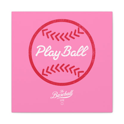 Play Ball Graphic Baseball Wall Art Canvas_Bubble Gum Pink