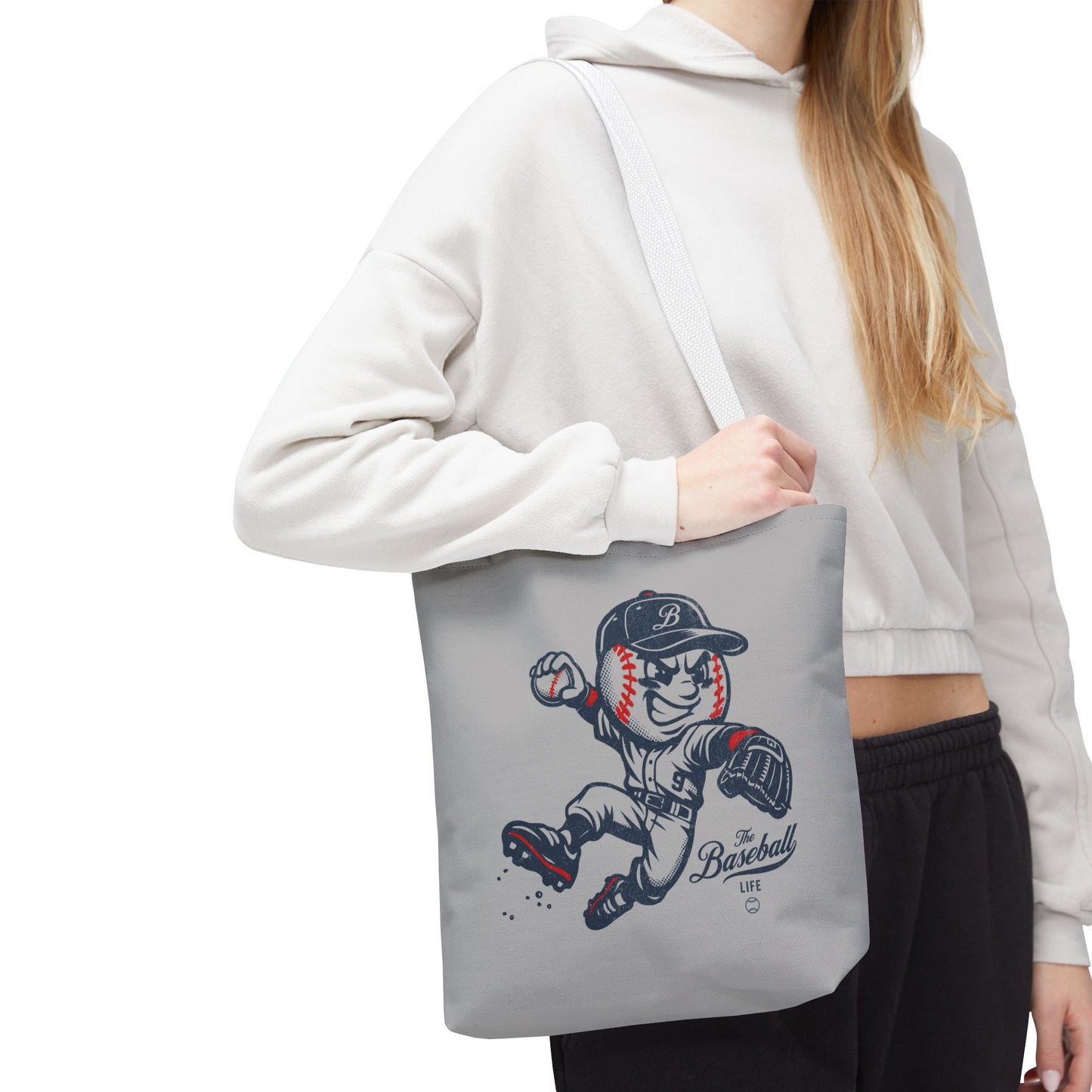 Mr. Baseball Mascot Leaping Throw Tote