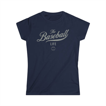 The Baseball Life Classic Script Tee_Women's_Silver Gray Print