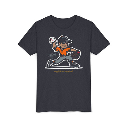 Youth Baseball T-Shirt_My Life is Baseball (Orange)