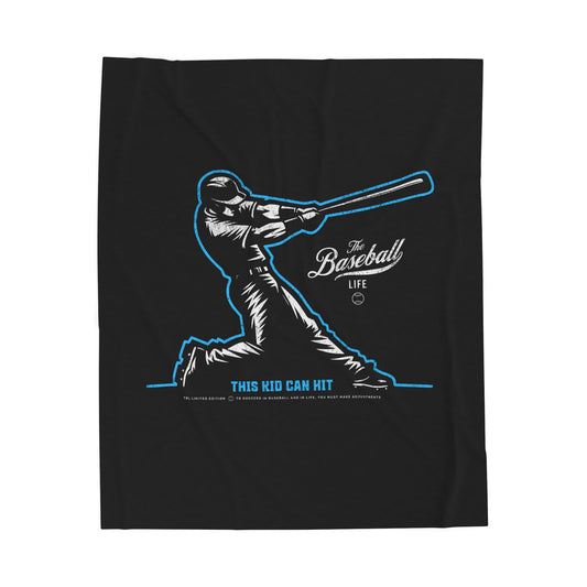 Velveteen Plush Blanket_This Kid Can Hit_Black
