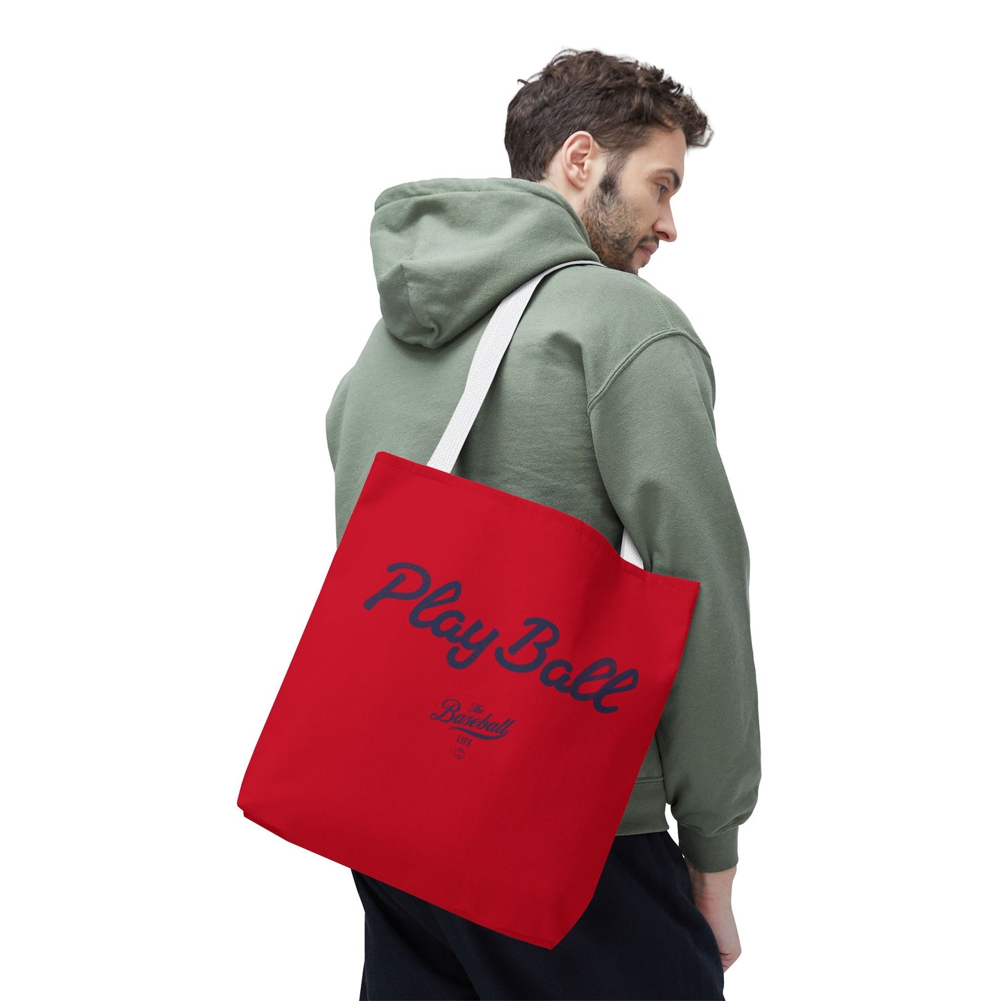 Play Ball Tote Bag_Red with Navy Print