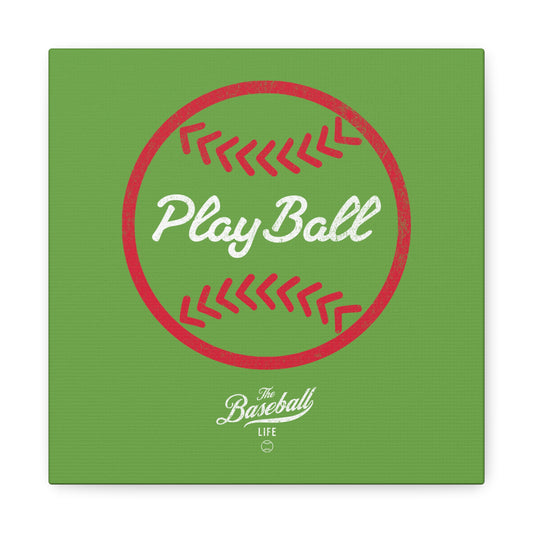 Play Ball Graphic Baseball Wall Art Canvas_Grass Green