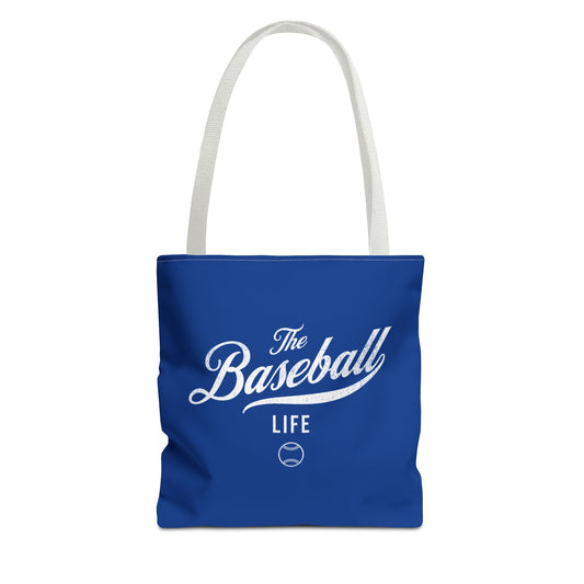 The Baseball Life Tote Bag_Royal Blue w White Print