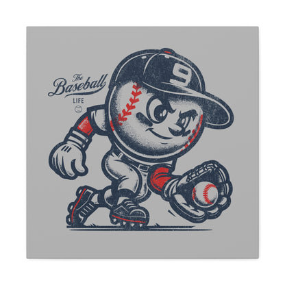 Mr. Baseball Mascot Fielding Wall Art Canvas
