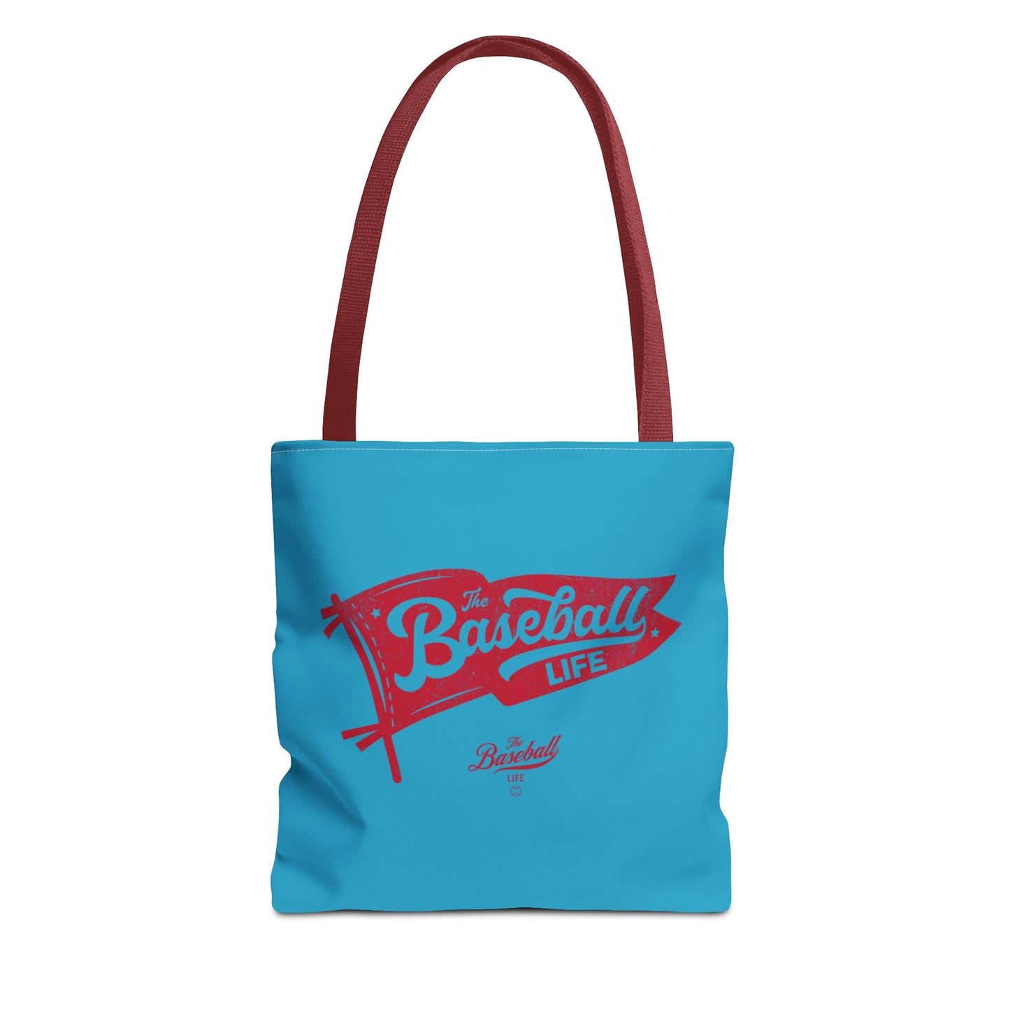 Vintage Pennant Tote Bag_Red Print on Turquoise