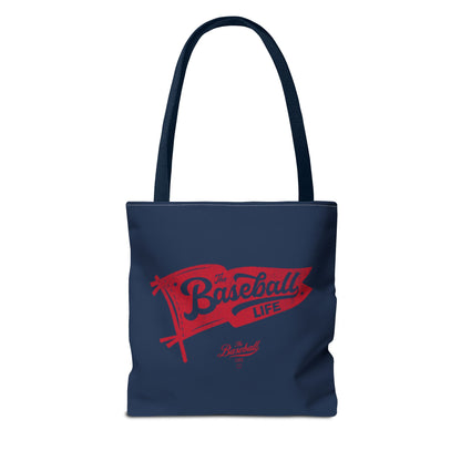 Vintage Pennant Tote Bag_Red Print on Navy