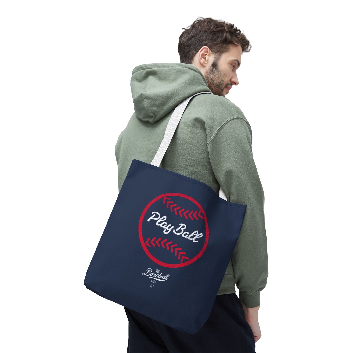 Baseball Icon Play Ball Tote Bag_Navy