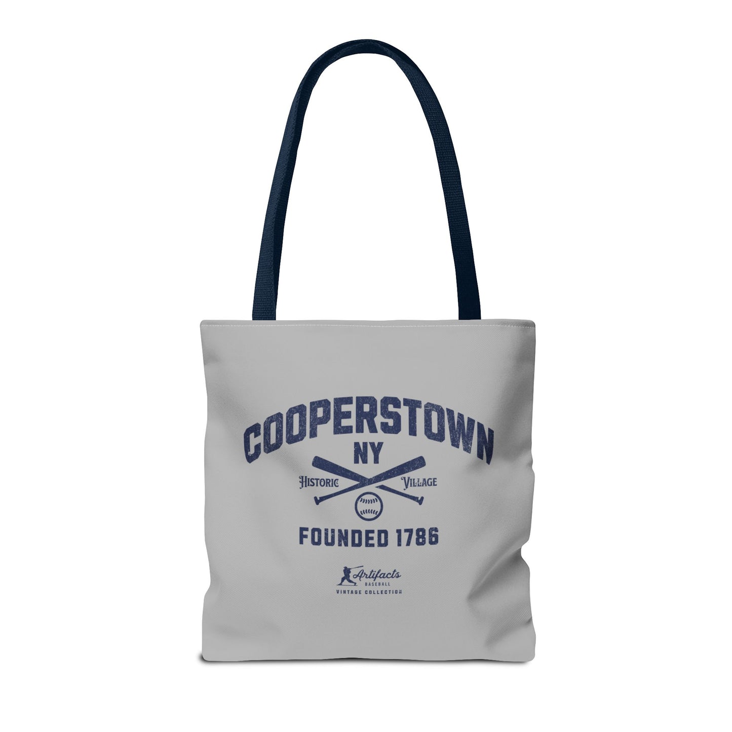 Cooperstown, NY Tote Bag_Light Gray w Navy Print