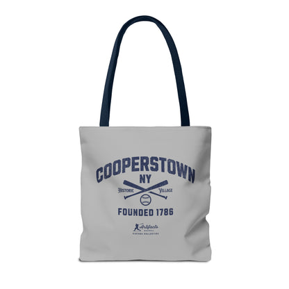 Cooperstown, NY Tote Bag_Light Gray w Navy Print
