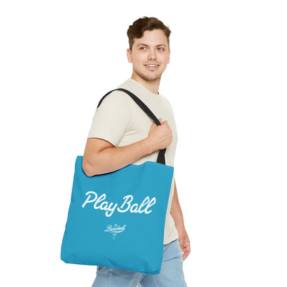 Play Ball Tote Bag_Turquoise with White Print