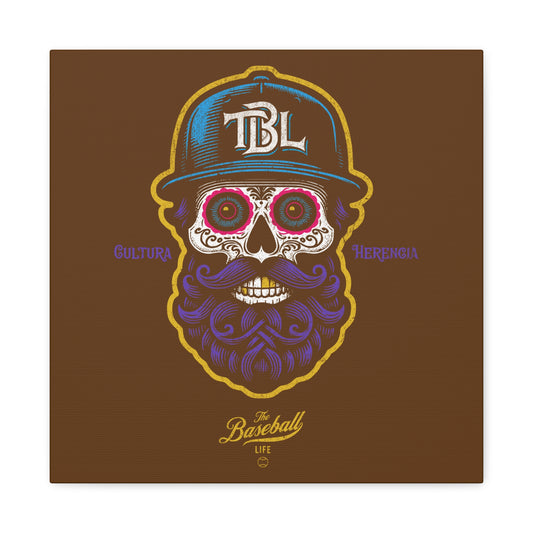 Beisbol Sugar Skull Series_Player 2  Wall Art Canvas_Brown