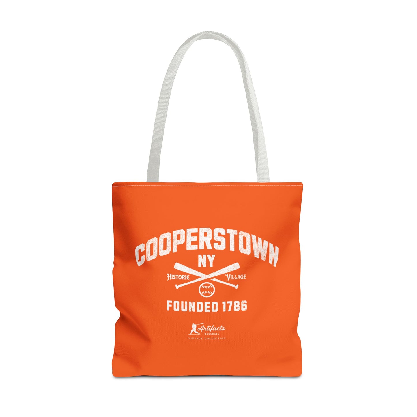 Cooperstown, NY Tote Bag_Orange w White Print