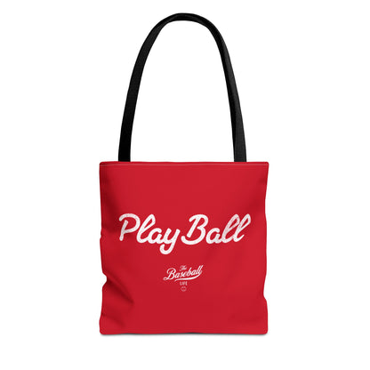 Play Ball Tote Bag_Red with White Print