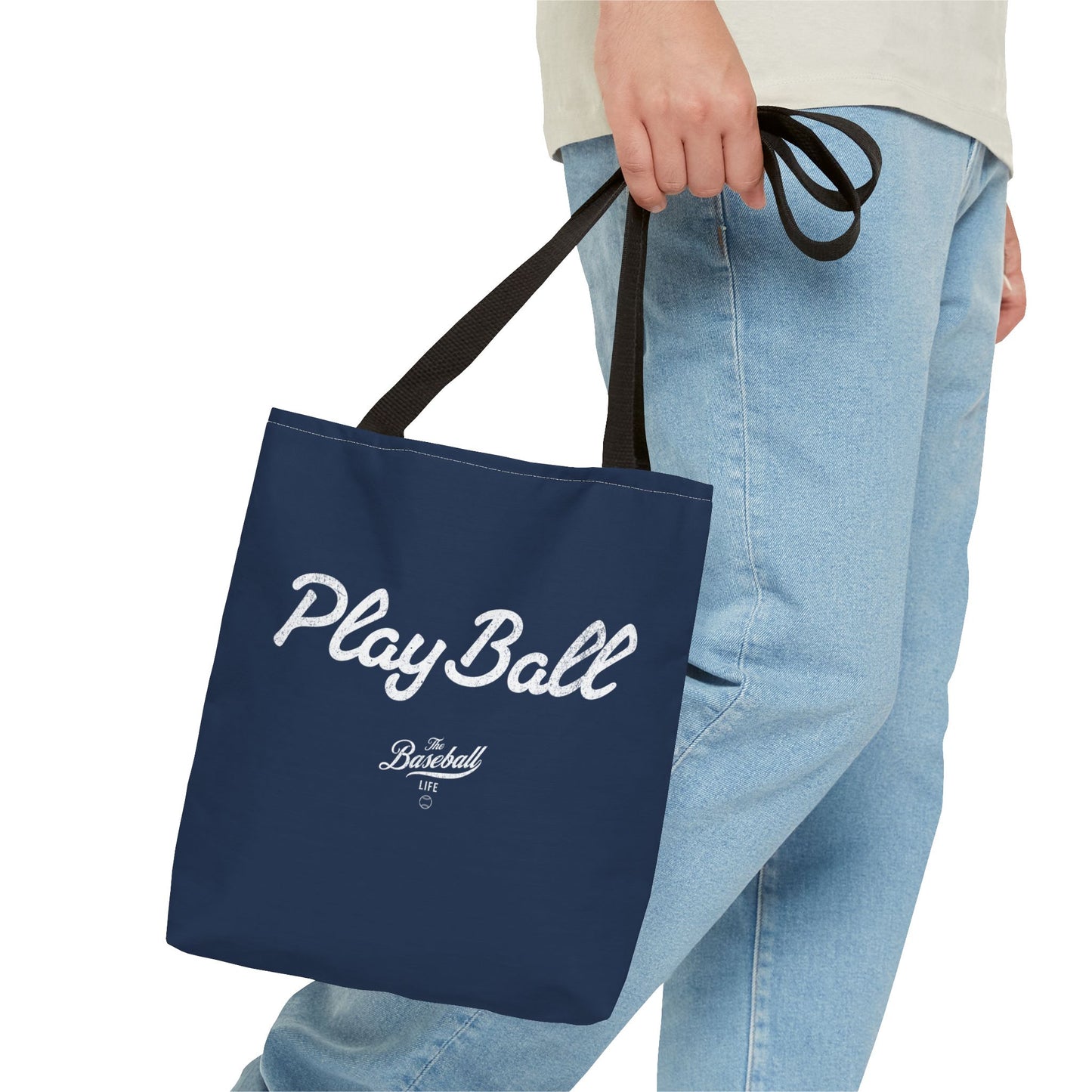 Play Ball Tote Bag_Navy with White Print