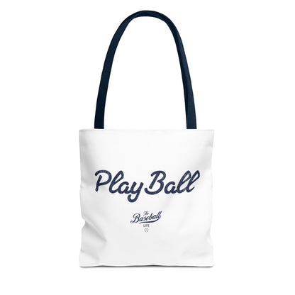 Play Ball Tote Bag_White with Navy Print
