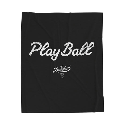 Velveteen Plush Blanket_Play Ball_Black