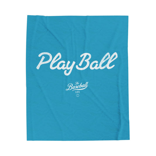 Velveteen Plush Blanket_Play Ball_Turquoise