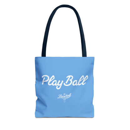 Play Ball Tote Bag_Carolina Blue with White Print