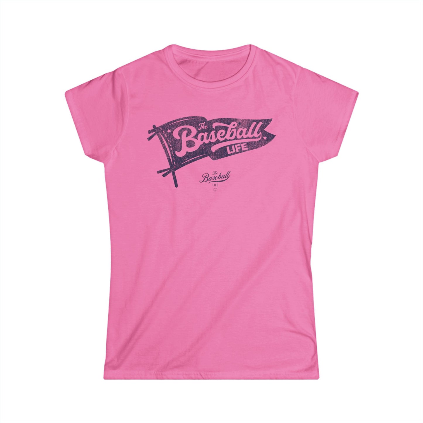 Women's Vintage Baseball Pennant T-Shirt - Navy Print