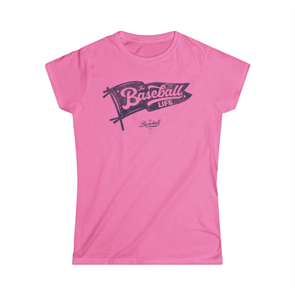 Women's Vintage Baseball Pennant T-Shirt - Navy Print