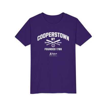 Youth Cooperstown NY White Print_Artifacts Baseball Collection T-Shirt