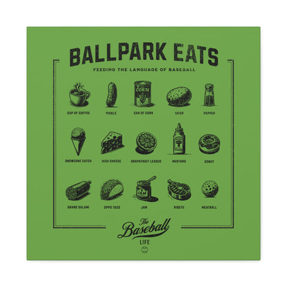 Ballpark Eats_Feeding the Language of Baseball Wall Art Canvas_Grass Green